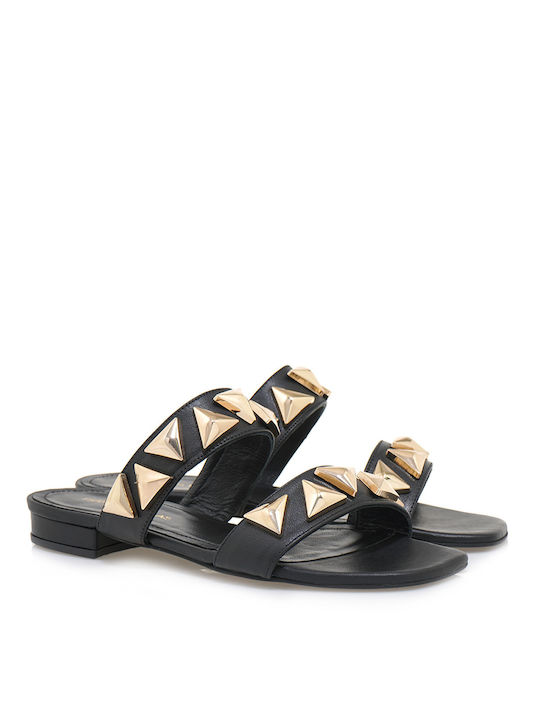 Tsakiris Mallas Leather Women's Sandals Black