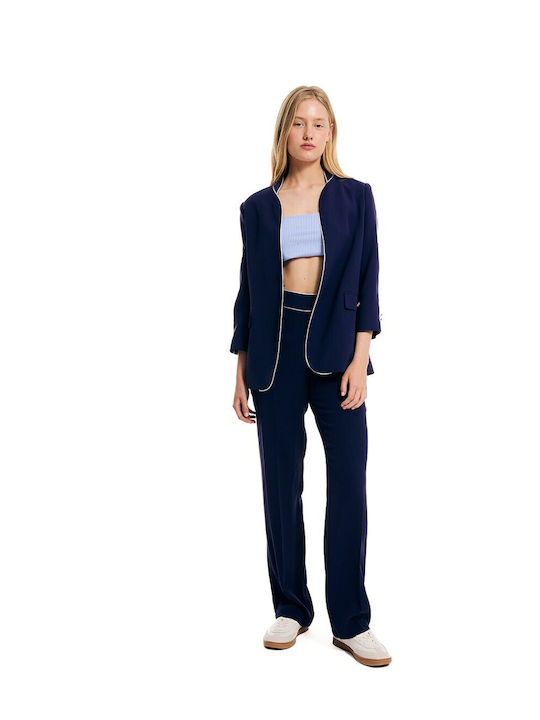 Forel Damen Krepp Blazer Marineblau