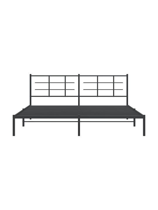 King Size Metal Bed Black with Slats for Mattress 193x203cm