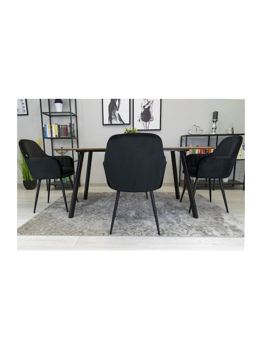 Kitchen Velvet Chair Negru 57.5x56.5x86.5cm