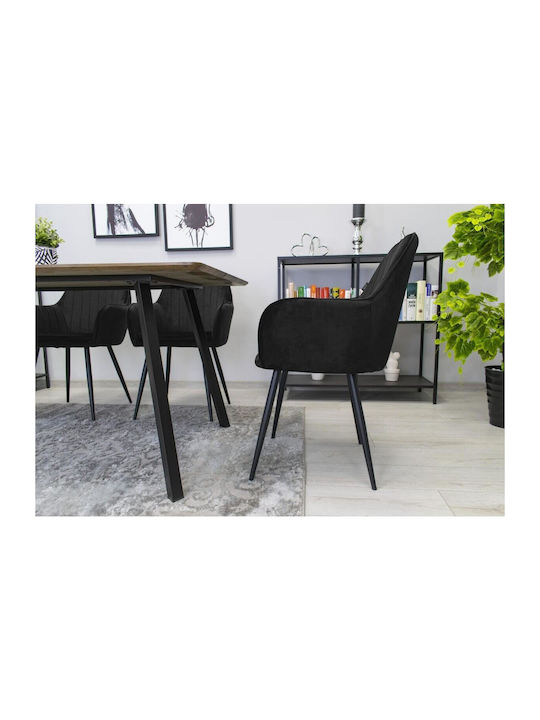 Kitchen Velvet Chair Negru 57.5x56.5x86.5cm