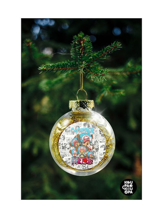 Chopper One Piece Weihnachtsbaum-Anhänger Transparent mit goldener Füllung 8cm