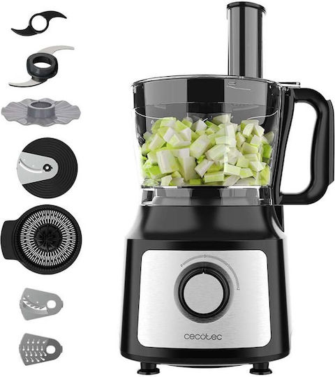 Cecotec Comino 1000 Procesor alimentar multifuncțional 1000W cu vas 2lt și Blender cu vas Negru