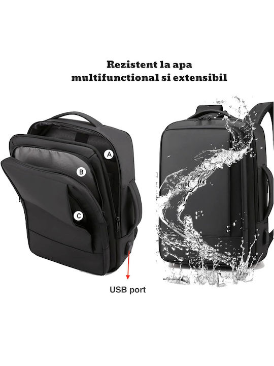 Τσάντα Πλάτης για Laptop 15.6" με Θύρα USB σε Γκρι χρώμα