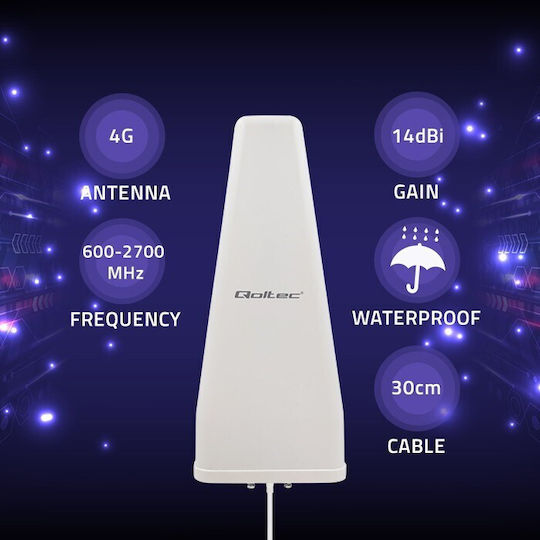 Qoltec 57043 Външен Телевизионна антена (не изисква захранване) Бяла
