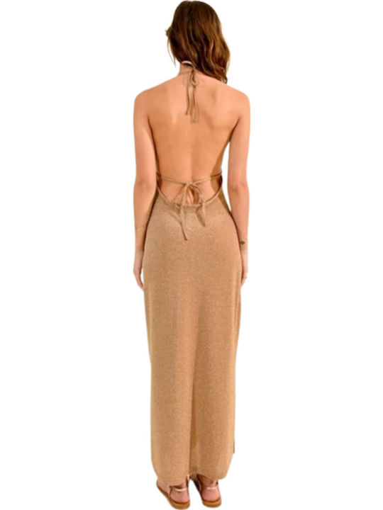 Summer Maxi Knitted Dress Golden Beige