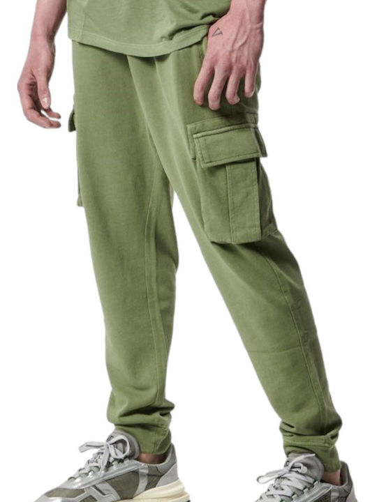 Body Action Men's Sweatpants with Rubber Green