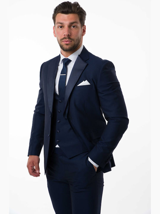Men's Suit with Vest Blue