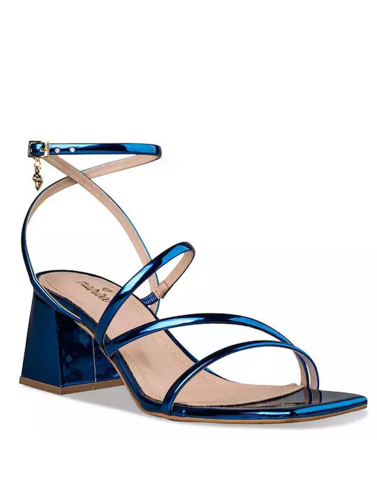 Envie Shoes Patent Leather Women's Sandals Blue