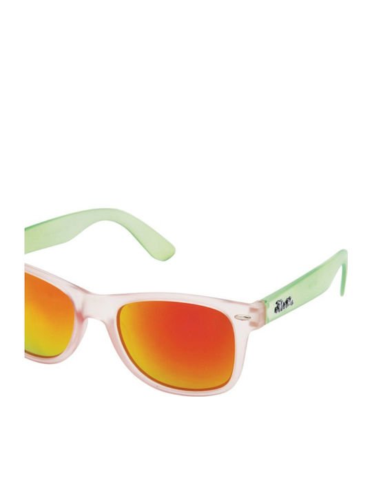 V-store Unisex Sunglasses with Transparent Plastic Frame and Orange Mirror Lens 01 02 7038