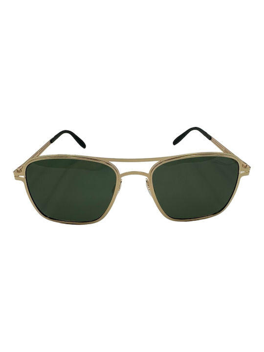 V-store Men's Sunglasses with Gold Metal Frame and Green Polarized Mirror Lens POL018GOLD