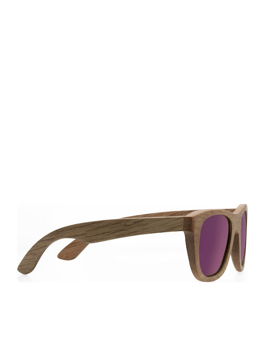 V-store Unisex Sunglasses with Beige Plastic Frame and Purple Polarized Lens WD028