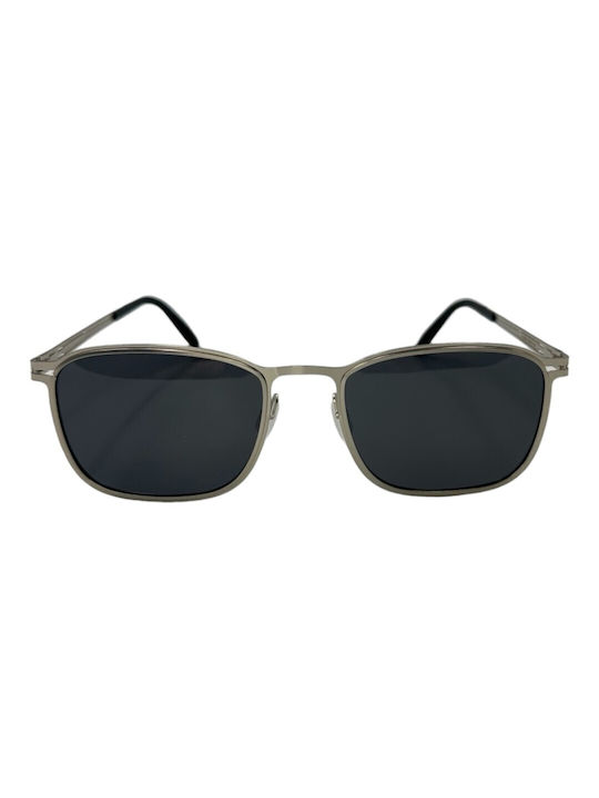 V-store Sunglasses with Gray Metal Frame and Black Polarized Mirror Lens POL025SILVER