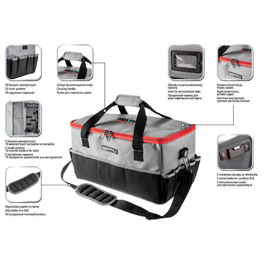 Graphite Over the Shoulder Waterproof Gray Tool Bag 24L