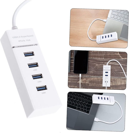 Hub 4 Θυρών USB 3.0 με σύνδεση USB-A Λευκό