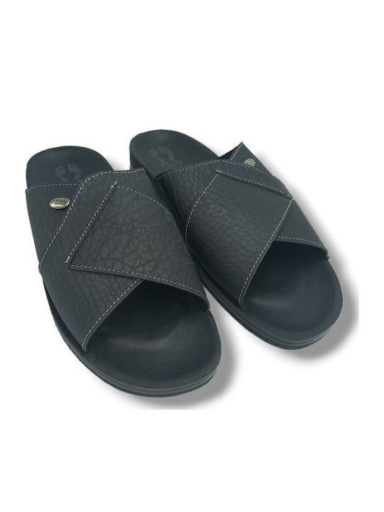 Ανδρική Δερμάτινη Παντόφλα Fild Leon-001 Μαύρη Normal Fit