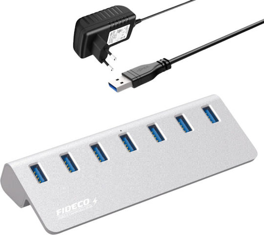 Fideco Hub 7 Θυρών USB 3.0 με σύνδεση USB-A Γκρι