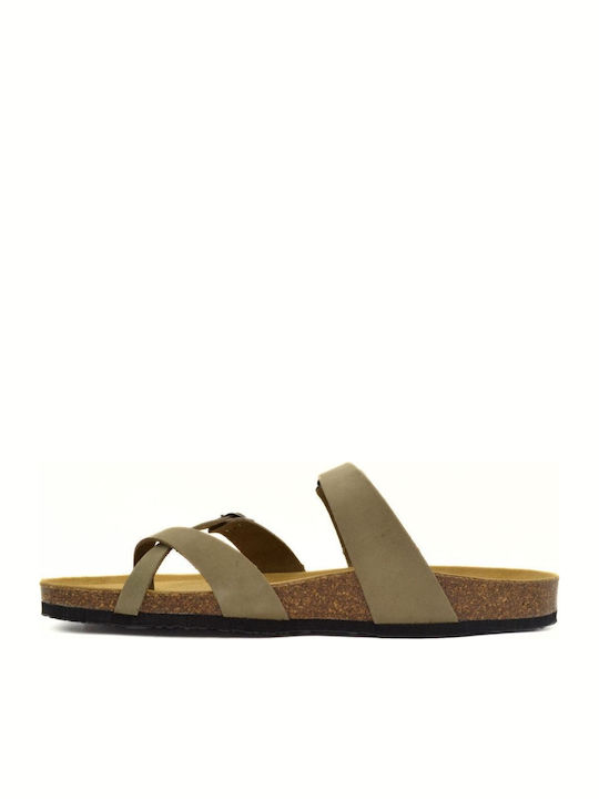 Δερμάτινα Ανδρικά Σανδάλια Nobuck Kaki