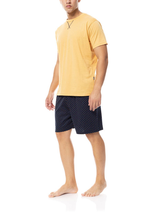 Ulisse Men's Summer Cotton Pajama Blouse Yellow