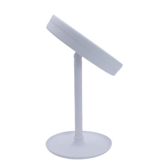 Schminkspiegel Tischplatte beleuchtet LED Rundventilator Schmucksockel Pflegeprodukte Zubehör Verstellbarer Spiegelneigung Beleuchtungsanschluss USB-Kabel 17x17x35cm