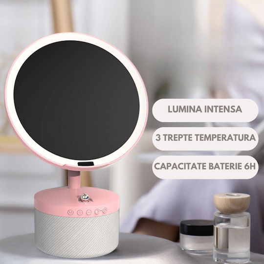 Cosmetic Mirror Led Lighting Makeup Bluetooth Speaker 15w Wireless Phone Charger 7 Rgb Colors 3 Adjustable Temperature Levels Adjustable Intensity Sensor Magnifying Glass