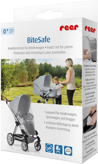 Reer Reer Bitesafe Kinderwagen Moskitonetz aus Tüll mit elastischem Band Weiß