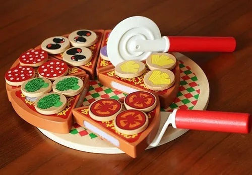 Wooden Game Children Zola Pizza Pattern Easy To Slice 27 Pieces
