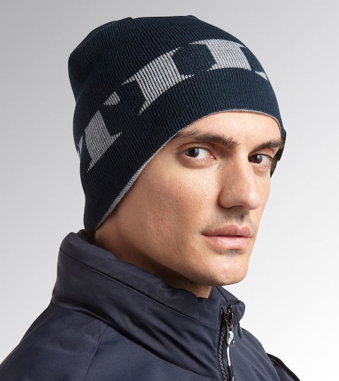 Beanie Männer Wendbar Beanie Gestrickt in Blau Farbe