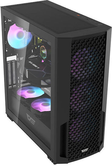 Darkflash DF2100 ARGB Gaming Midi-Turm Computergehäuse mit Seitenfenster Schwarz