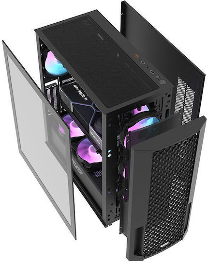 Darkflash DF2100 ARGB Gaming Midi-Turm Computergehäuse mit Seitenfenster Schwarz