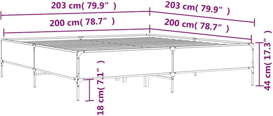 King Size Bett aus Holz Braune mit Lattenrost für Matratze 200x200cm