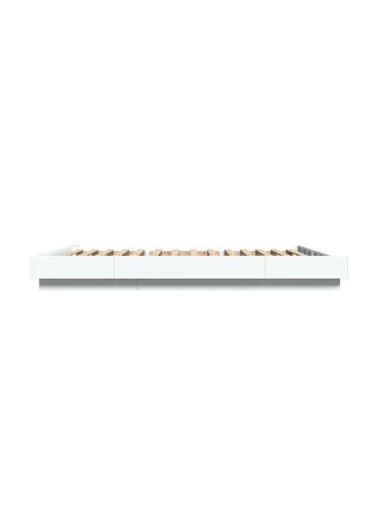 Doppeltes Holzbetten Weiß mit Lattenrost für Matratze 135x190cm
