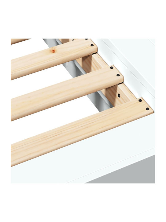 Doppeltes Holzbetten Weiß mit Lattenrost für Matratze 135x190cm