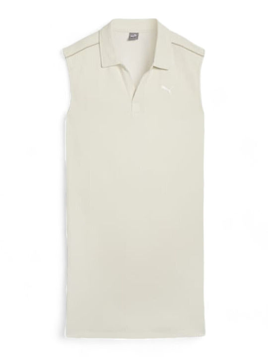 Summer Mini Athletic Dress T-Shirt Sleeveless Beige