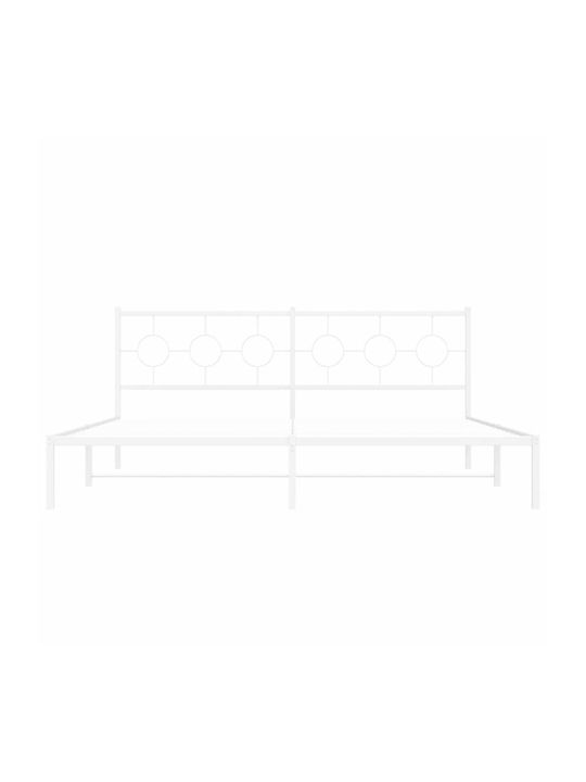 King Size Metallbett Weiß mit Lattenrost für Matratze 193x203cm
