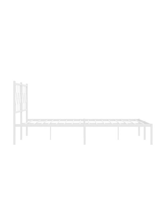 King Size Metallbett Weiß mit Lattenrost für Matratze 193x203cm