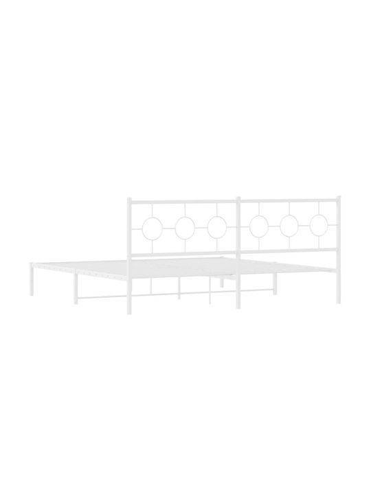 King Size Metallbett Weiß mit Lattenrost für Matratze 193x203cm