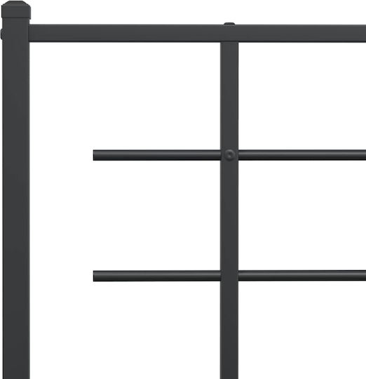 Pat King Size Metalic Negru Cu Plăci Pentru Saltea 183x213cm