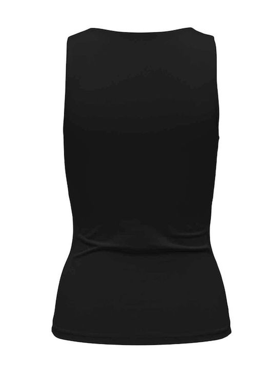 Only Damen Sportliches Bluse Langärmelig mit V-Ausschnitt Black