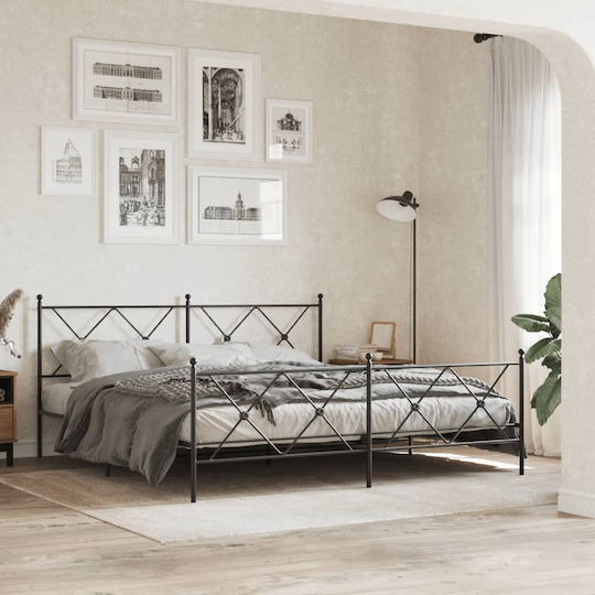 vidaXL Metallic Bed Headboard Black 187x90.5cm