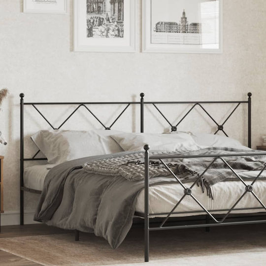 vidaXL Metallic Bed Headboard Black 187x90.5cm