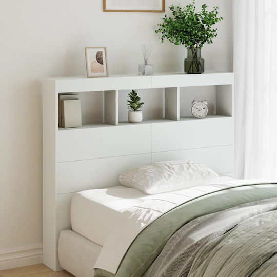 vidaXL Hölzernes Kopfstütze für Betten Weiß 120x102cm