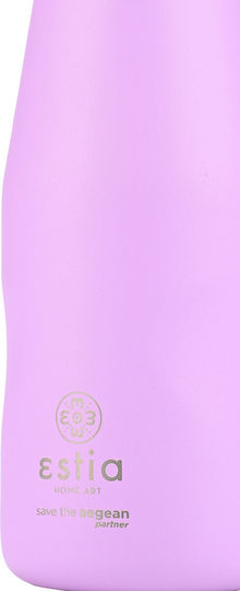 Estia Travel Flask Save the Aegean Recyclable Stainless Steel Thermos Bottle BPA Free 350ml Lavender Purple