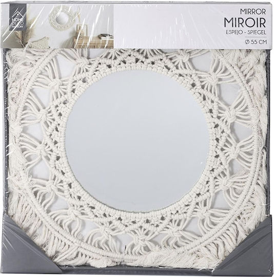 The Home Deco Factory Wandspiegel mit Weiß Korbweide Rahmen Durchmesser 55cm 1Stück