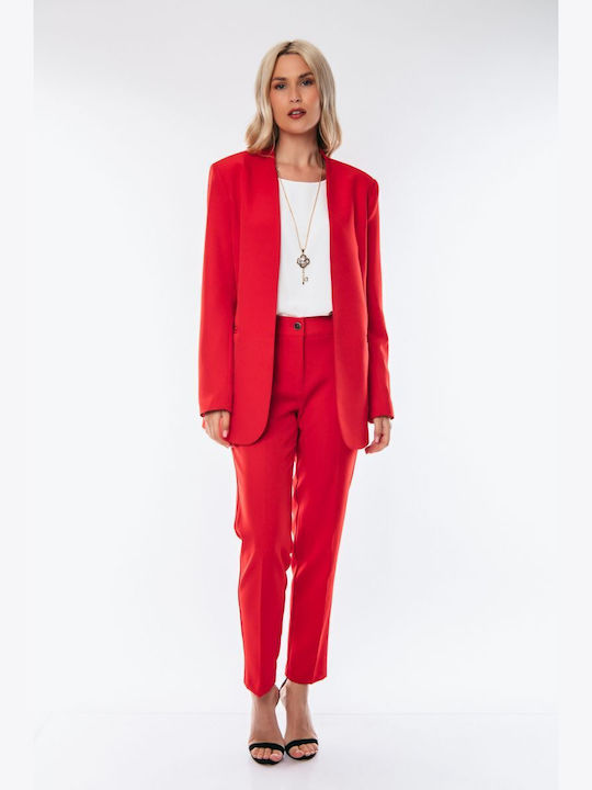 Red Suit Jacket Trousers Set