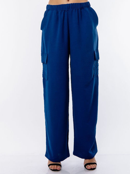 Trousers with Side Pockets Blue Royal