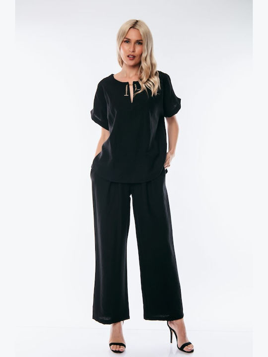 Black Blouse + Trousers Set