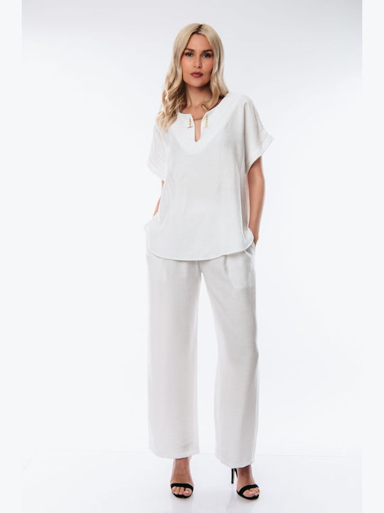 Set Blouse + White Trousers