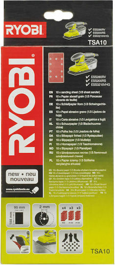 Ryobi Palm Sander Sanding Sheet with 10 Holes 95x188mm Set 10pcs