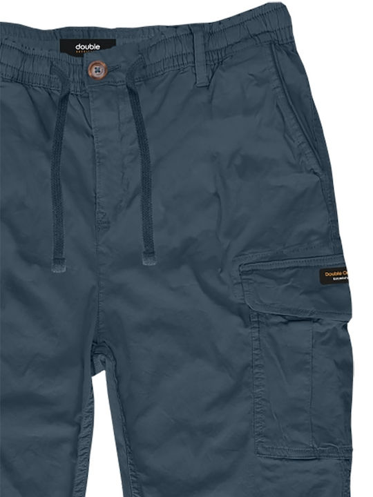 Double Men's Trousers Cargo in Regular Fit Blue